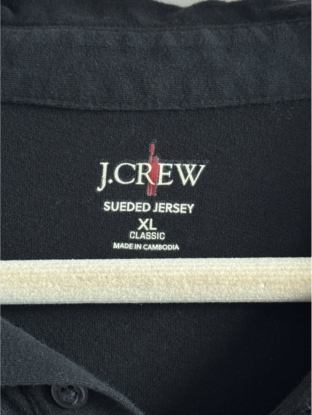 J.Crew Oarsman Logo Sueded Cotton Polo Shirt Men’s XL Black Long Sleeve Classic